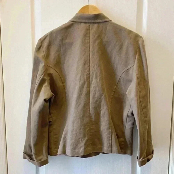 Vintage Linen Blazer Relaxed Fit Neutral Tan Brown Size  EU42 Medium - Picture 4 of 16